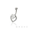 316L SURGICAL STEEL MULTI CZ DOUBLE HEART NON DANGLE BELLY BUTTON NAVEL RING 